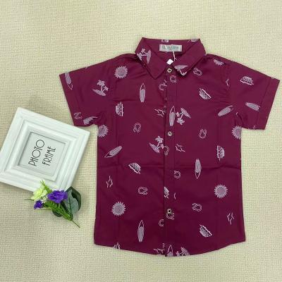 China New Viable Kids Full Print Solid Color Shirt Kids Short Sleeve Clothes Top Boy Comfort Cotton Short Sleeve Shirt for sale