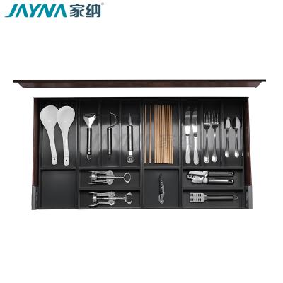 China JAYNA Minimalist Luxury And Minimalist Flat Style Storage Three Sides Kitchen Design Cutlery Basket Pull-Out Basket for sale