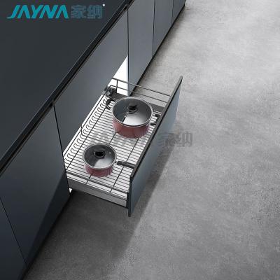 China JAYNA 2021 Sustainable Round Wire Free Sample Three Sides Drawer Pull Out Sliding Kitchen Storage Baskets for sale