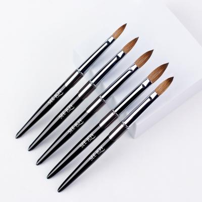 China OEM LOGO Kolinsky Brush Custom Nail Art NAIL Brushes Private Label Nail Brush Metal Handle Nail Tools for sale