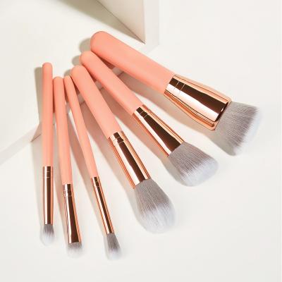 China Professional Silver Aluminum Pink Professional Luxury Design Makeup Brush Set Makeup Brush Olive 6pcs Colorful Beauty for sale