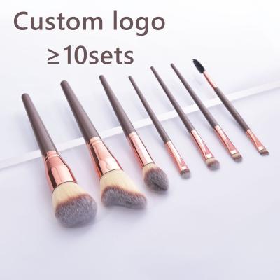 China Angular Blush New Wholesale 7PCS 15PCS Wooden Handle Make Up Brush Kits Brush Kits OEM Available Professional Makeup Brush Set for sale