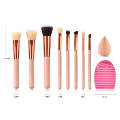 China Fan Brush 8pcs Set Rose Fiber Hair Artificial Makeup Cosmetic Brushes With Makeup And Makeup Sponge Brush Cleaner for sale