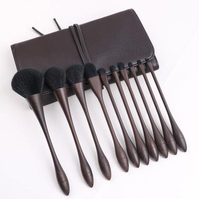 China High Quality 10pcs Olive Aluminum Women Makeup Brushes Cosmetic Make Up Brushes Wholesale for sale