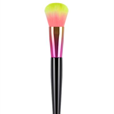 China Flat Brush Matte Black Vegan Makeup Brushes Professional Makeup Brush Colorful Nylon Hair Makeup Brush New Design for sale