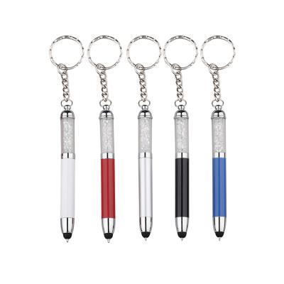 China New Fashion High Quality Portable Crystal Ring Mini Touch Phone Stylus Key Chain Pen for sale