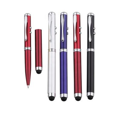 China Mode 3 in 1 Touch and Tip Metal Laser Print Engraving Multifunction Light Ball Pen for sale