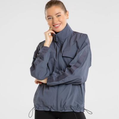 China Factory Direct Sale Custom Logo Adjustable Hem Jackets Ladies Polyester Sports Zipper Jacket QUICK DRY for sale