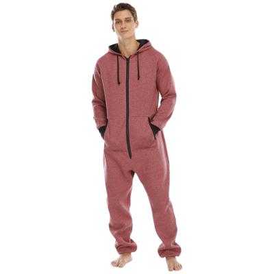 China Anti-wrinkle oem custom and in onesie adult streetwear hoodie fleece wholesale hoodie fleece overalls for men for sale