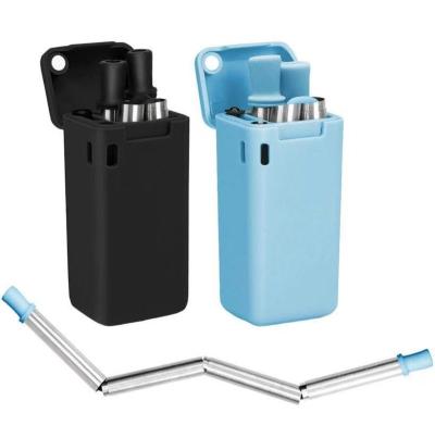 China Sustainable Retractable Collapsible Metal Straws Stainless Steel Telescopic Straw for sale