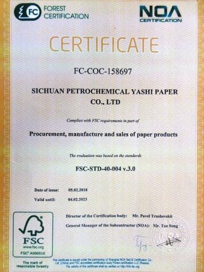 FSC - Sichuan Petrochemical Yashi Paper Co., Ltd.