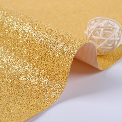 China Other Solid Color Glitter PU Leather Synthetic Chunky Faux Leather Fabric Leather Sheets For Shoes for sale