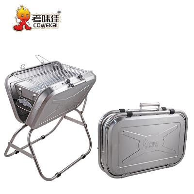 China Large High Quality Portable Folding Towel Stainless Steel Charcoal BBQ Grill Easily Assembled Camping Grill for sale