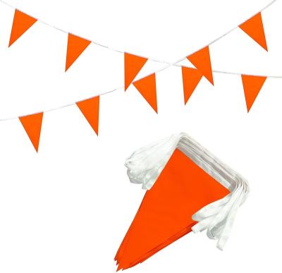 China Solid Orange Party Decoration Pennant Banners Flags String DIY Bunting Flags For Party Decorations Grand Opening for sale