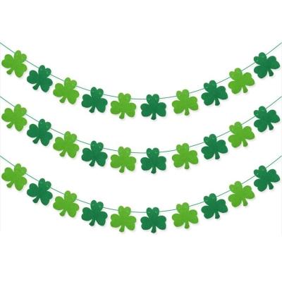 China Durable St. Patrick's Day Decorations Lucky Clover Green Irish Felt Shamrock Garland Banner for sale