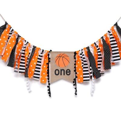 China Durable Personalized Basketball Banner 1st Birthday Highchair Cloth Garland for sale