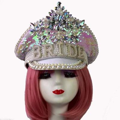 China Durable Custom Design Captain Military Jeweled Hat for Hen Party Bridal Shower Birthday for sale