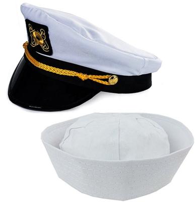 China Cotton Vintage Party Nautical Hats Adult Captain Yacht Hat and Sailor Hat White for sale