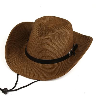 China Custom Picture Summer Unisex Outdoor Wide Brim Straw Hats Panama Straw Cowboy Jazz Fedora Western Hat for sale