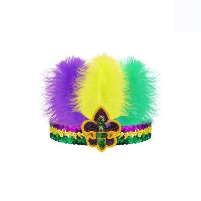 China Mardi Gras Party Favors Mardi Gras Sequin Headbands with Feather Decoration for sale