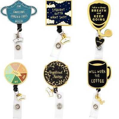 China Portable Custom Badge Reels with Glitter Name ID Holders for Badges Nurses Work Decorative Badge Reel for sale