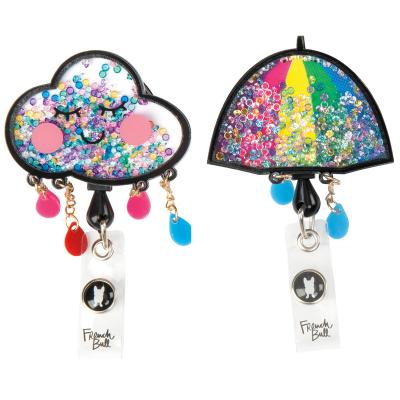 China Portable Custom Badge Reels with Glitter Name ID Holders for Badges Nurses Work Decorative Badge Holders for sale