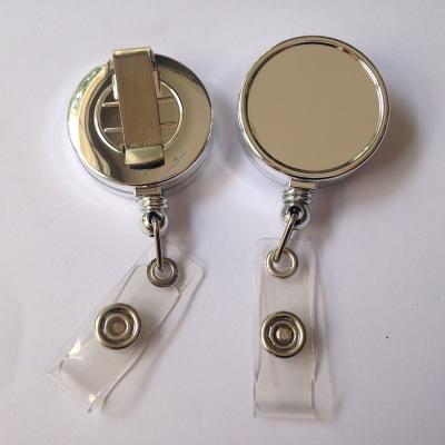 China Hot Selling Back Clip In Amazon Chrome Plate Silver Color Retractable Badge Reel for sale