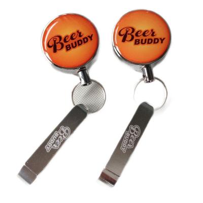 China Durable Metal Retractable Head Chain Bottle Opener Custom Logo Available for sale