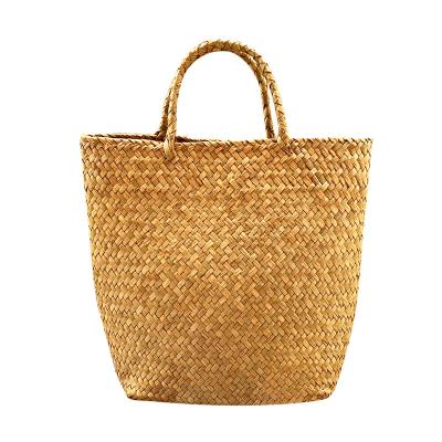 China Custom Multifunctional Yellow Bag Viable Primary Color Women Woven Tote Handbag for sale