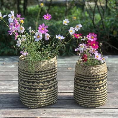 China Factory Supply Straw High Quality Hotel Decoration Multifunctional Rope Plant Basket Woven Basket For Flower for sale