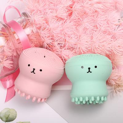 China OEM DEEP CLEANSING Mini Portable Cleanser Facial Cleansing Exfoliating Spinning Octopus Face Wash Silicone Brush Scrubber for sale