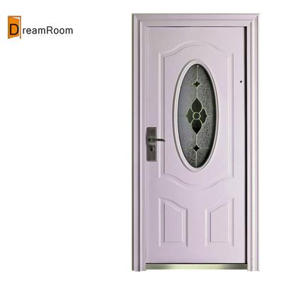 China Contemporary Cheap Galvanized Exterior Steel Oval Security Glass Door For Home for sale