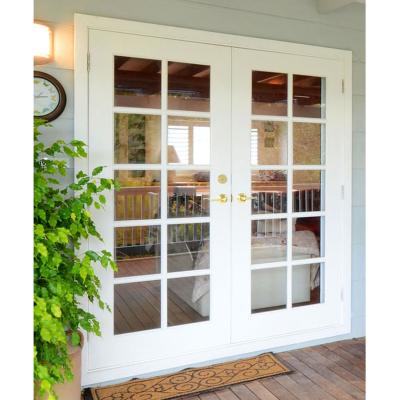 China Contemporary Glazed 48 Inch Wood Exterior French Doors for sale