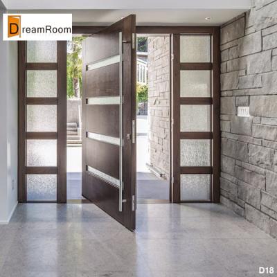 China Contemporary Exterior Solid Wood Pivot Armored Door for sale