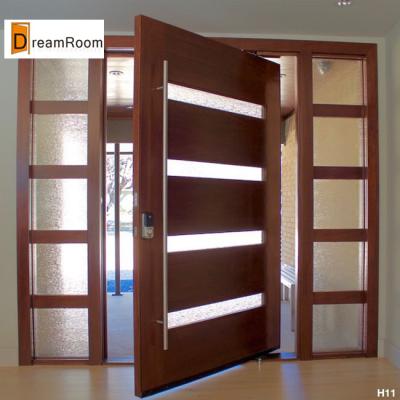 China Contemporary Exterior Solid Wood Pivot Front Entry Doors for sale