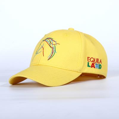 China Cheap Custom Outdoor COMMON Logo Cap Wholesale 100% Cotton Embroidery Color Baseball Cap Yellow Hat for sale