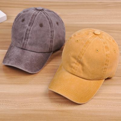 China 2020 COMMON 6 Panel Washed Cotton Baseball Kids Dad Hats Good Quality Unstructured Blank Hats for sale