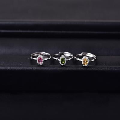 China Romantic High Quality Natural Tourmaline Sterling Silver Ring New Products Opens for sale