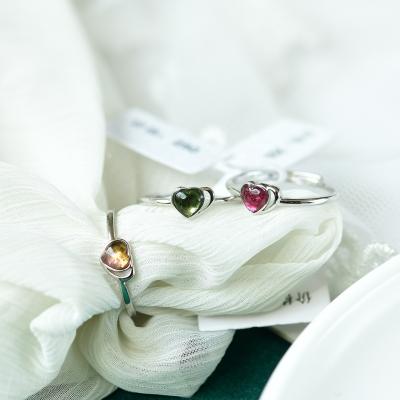 China Romantic Hot Selling Natural Arts Of Sterling Silver Ring Exquisite Tourmaline Design for sale