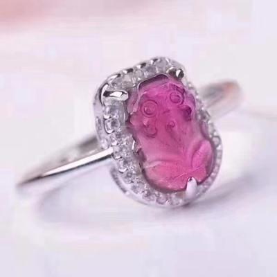 China High Quality Jewelry Garnet Fox Sterling Silver Ring Natural Fashion Romantic Bulk Prices for sale