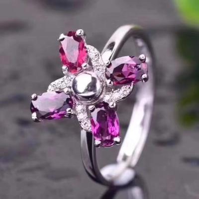 China Romantic Semi Previous Gemstone Garnet Windmill Sterling Silver Ring High Quality for sale