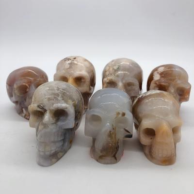 China China Factory Opens New Products Folk Arts High Quality Gemstone Polished Sakura Agate Skull for sale