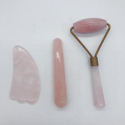 China China Factory Opens New Products Folk Arts High Quality Gemstone Polished Rose Quartz Massage Set for sale