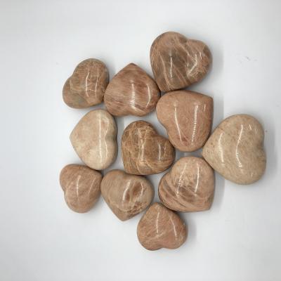 China China Handmade People Open Moonstone Heart High Quality Natural Quartz Crystal Crafts for sale