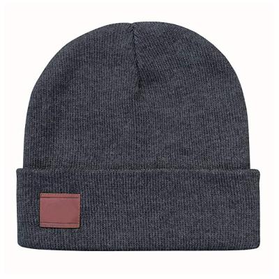 China breathable & waterproof breathable & Waterproof Cable Knit Cuff Beanie Hat Wholesale Beanie Leather Patch Beanie Hat Custom Logo Solid Color for sale