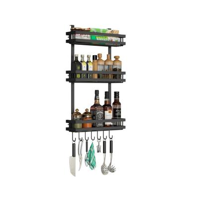 China Side Viable Shelf Fridge Rack Spice Organizer Storage Display Fridge Kitchen Metal Hanging Rack for sale