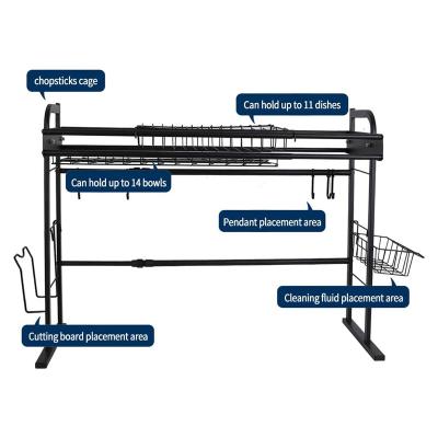 China Wholesale High Quality Multifunctional Retractable Home Kitchen Drainer Rack Workable Desk Rack Over Sink Kitchen Dish Rack for sale