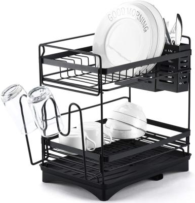 China Sustainable Rise Dishwashing Drying Rack Black Stainless Steel Dish Rack for sale