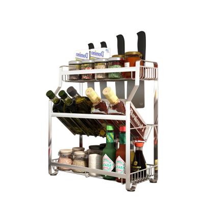 China High Quality Sustainable 3 Layers Wall Mounted Spice Rack Kitchen Corner Spice Rack Stainless Steel for sale