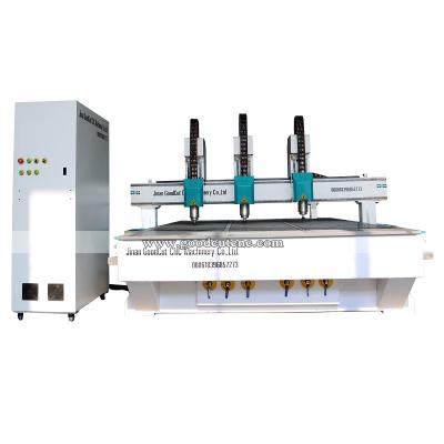 China Acrylic PVC Wood Engraving Cutting Independent Multi Head 3D Woodworking Machine 4 Axis CNC Router For Wood Table Legs for sale